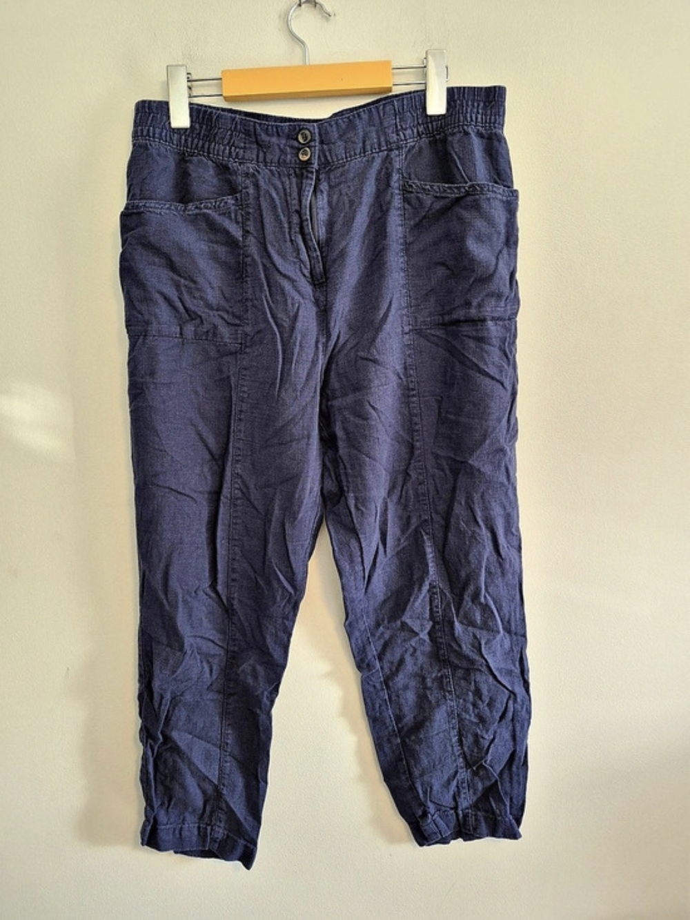 Next 14 Navy Blue Linen Like Straight Leg Pants